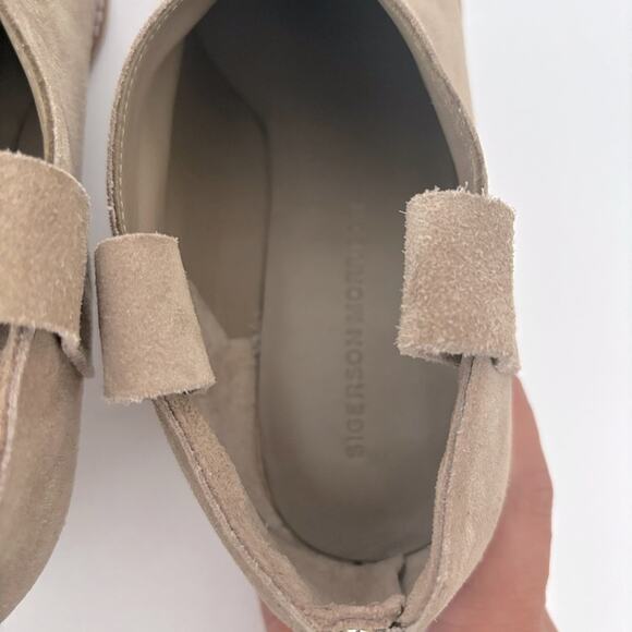 Sigerson Morrison Taupe Suede Leather Pointed Toe ankle Block Heel Boots Sz 7.5 - Picture 5 of 10